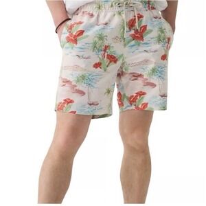 FAHERTY Men's Beacon 7" Swim Trunks Large Swimwear Tropical Breeze Floral Island